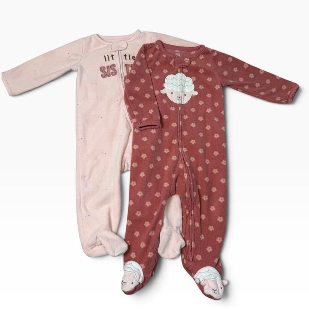 Carter's Footie Sleeper Pajamas Baby Girl Pigs Sheep Pink 9 Months